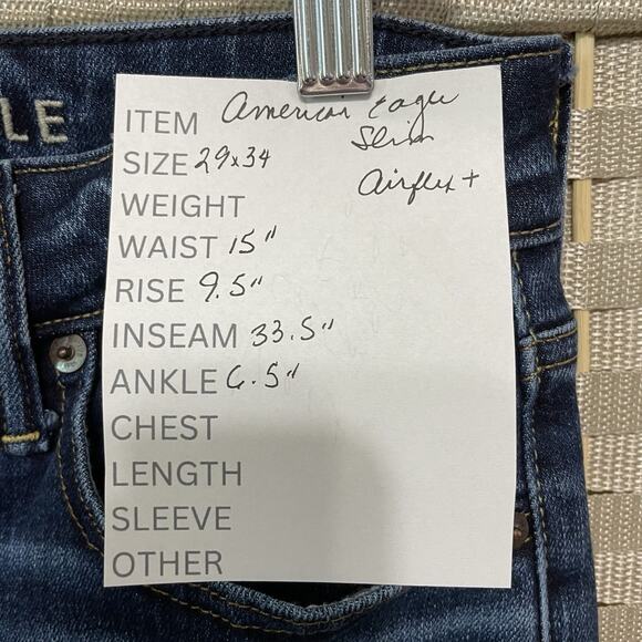 American Eagle SLIM Jeans Men’s 29x34 Blue Medium Wash Airflex+ Stretch Denim - Picture 11 of 11